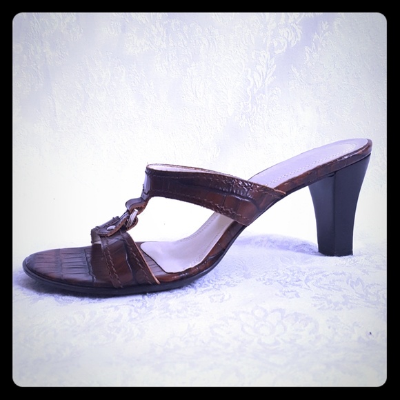 Franco Sarto Shoes - Franco Sarto Leather Croc Heel Sandal